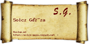 Solcz Géza névjegykártya